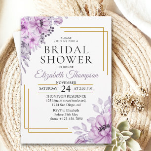 Elegant Purple Floral Bridal Shower Party Invitation