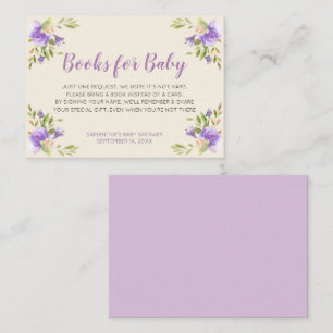Elegant Purple Floral Bring a Book Baby Shower Enclosure Card