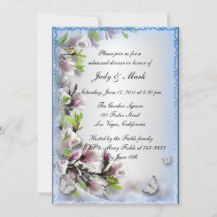 Elegant Purple Floral Butterfly Rehearsal Dinner Invitation