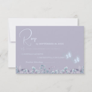 Elegant Purple Floral Butterfly RSVP Card