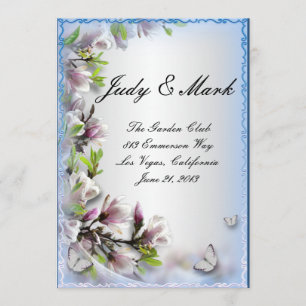 Elegant Purple Floral Butterfly Wedding Menu Card