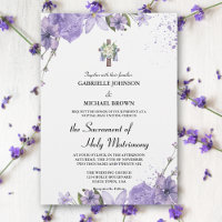 Elegant Purple Floral Cross White Nuptial Mass