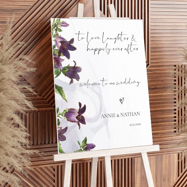 Elegant Purple Floral Custom Wedding Welcome Sign (Elegant Purple Floral Custom Wedding Welcome Sign)
