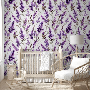 Elegant Purple Floral Decor Pattern Design Wallpaper