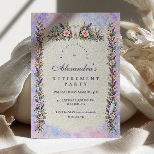 Elegant Purple Floral Dental Retirement Invitation