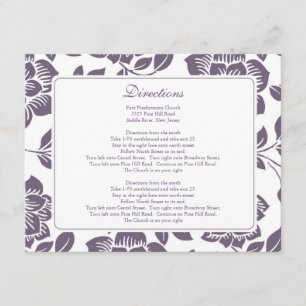 Elegant Purple Floral Direction Card