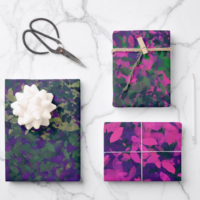 Elegant Purple Floral Garden Wrapping Paper Sheet (Front)