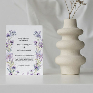 Elegant Purple Floral Greenery Wildflower Wedding Invitation