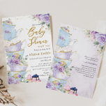 Elegant Purple Floral High Tea Party Baby Shower Invitation<br><div class="desc">Personalise this chic tea party baby shower invitation with your own wording easily and quickly, simply press the customise it button to further re-arrange and format the style and placement of the text.  This elegant invitation features a pretty teapot, tea cups, scrumptious desserts, beautiful watercolor lavender, lilac purple roses and...</div>