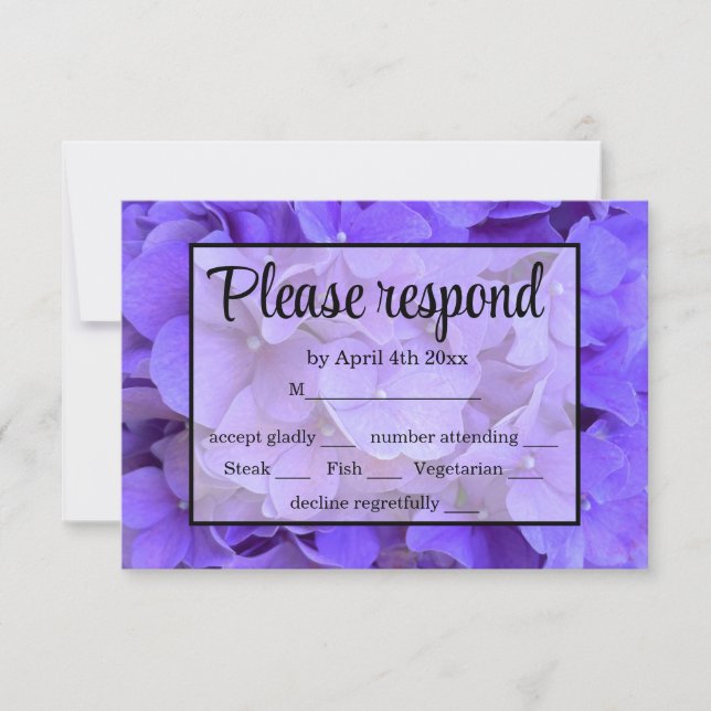 Elegant purple floral Hydrangeas Lavender RSVP (Front)