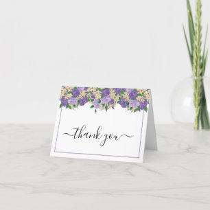 Elegant Purple Floral Lace Birthday Party Thank You Card