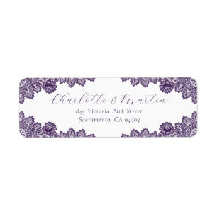 Elegant Purple Floral Lace Return Address