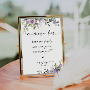 Elegant Purple Floral Mimosa Bar Sign