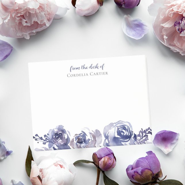 Elegant Purple Floral Modern Personalised Post-it Notes (Creator Uploaded)
