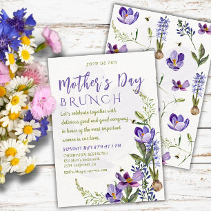 Elegant Purple Floral Mother’s Day Brunch Invitation