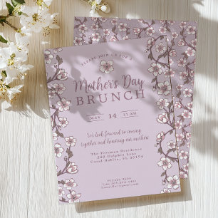 Elegant Purple Floral Mother's Day Brunch Invitation