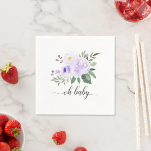Elegant Purple Floral Oh Baby Shower Napkin
