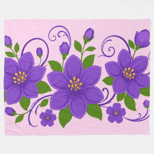 Elegant Purple Floral Ornament Pattern Fleece Blanket