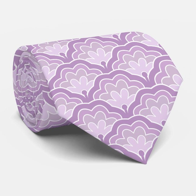 Elegant Purple Floral Pattern Nature Inspired Idea Tie (Rolled)