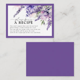 Elegant Purple Floral Please Bring A Recipe Enclosure Card