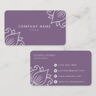Elegant Purple Floral Professional Business Card