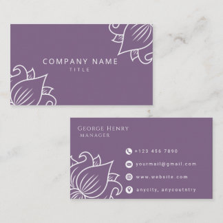 Elegant Purple Floral Professional Business Card