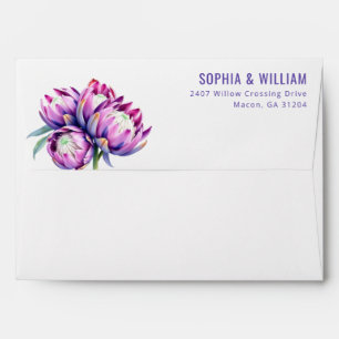 Elegant Purple Floral Protea Illustration Envelope
