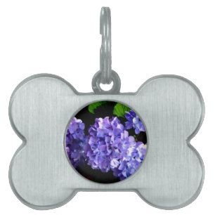 Elegant purple floral purple blue hydrangeas pet ID tag