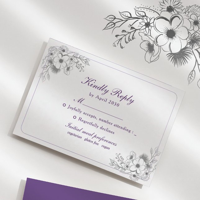 Elegant Purple Floral RSVP Card (Creator Uploaded)