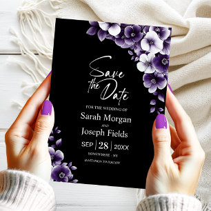 Elegant Purple Floral Save the Date Invitation