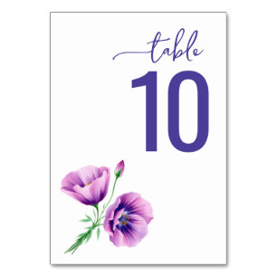 Elegant Purple Floral Table Number