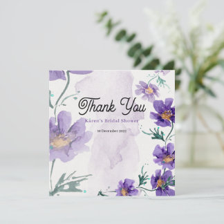 Elegant Purple Floral Thank You Card