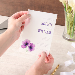 Elegant Purple Floral Vellum Invitations