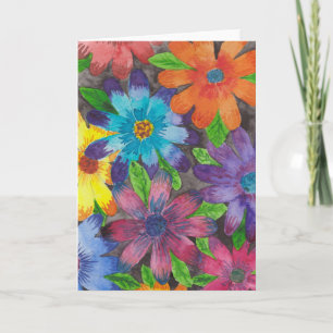 Elegant Purple Floral Watercolor Greeting Card