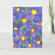 Elegant Purple Floral Watercolor Greeting Card