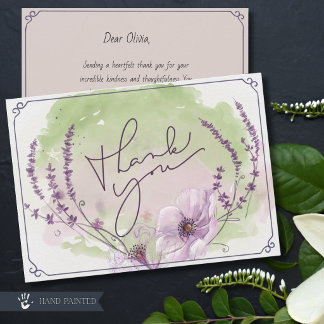Elegant Purple Floral Watercolor Thank You Card