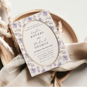 Elegant Purple Floral Watercolor Wedding Invitation