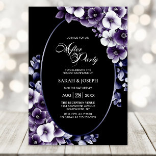Elegant Purple Floral Wedding After Party Invitation