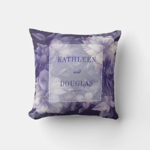 Elegant Purple Floral Wedding Cushion