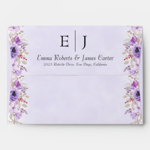 Elegant Purple Floral Wedding Envelopes