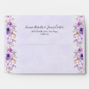 Elegant Purple Floral Wedding Envelopes