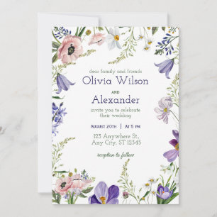 Elegant Purple Floral Wedding Invitation