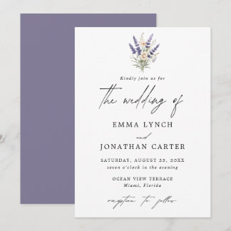 Elegant Purple Floral Wedding Invitation