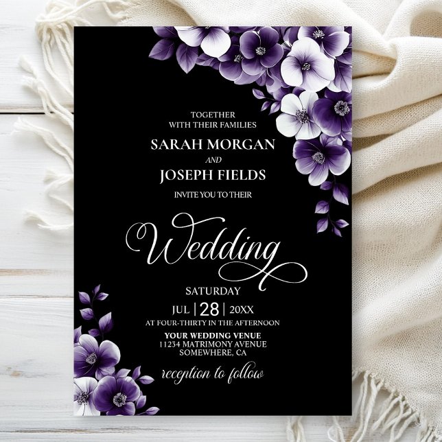 Elegant Purple Floral Wedding Invitation (Creator Uploaded)