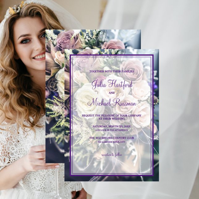 Elegant Purple Floral Wedding Invitation (Elegant Purple Floral Wedding Invitation
)