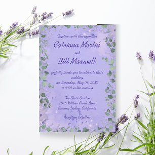 Elegant Purple Floral Wedding Invitation