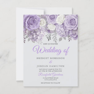 Elegant Purple Floral Wedding Invite with Sparkle Postcard