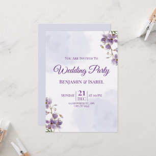 Elegant Purple Floral Wedding Party Invitation