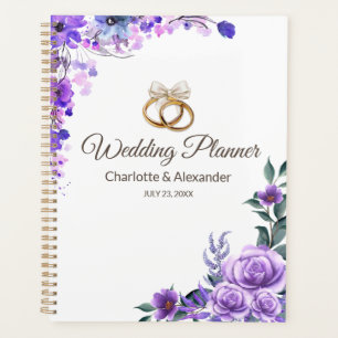 Elegant Purple Floral Wedding Personalised Planner