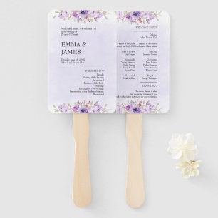 Elegant Purple Floral Wedding Programs Hand Fan